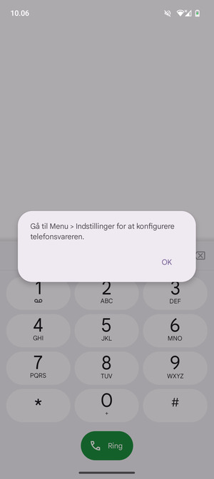 Hvis din telefonsvarer ikke er sat op, vælg OK