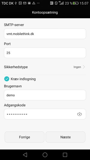 Indtast udgående serveradresse