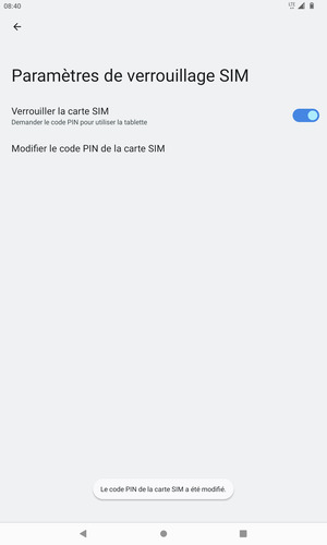 Votre code PIN de la carte SIM a été modifié