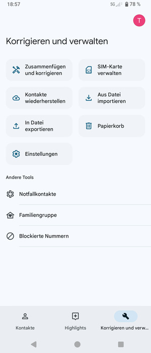 Wählen Sie SIM-Karte verwalten