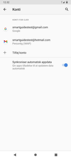 Vælg din Google konto