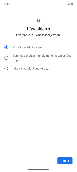 Velg ønsket alternativ og velg Ferdig