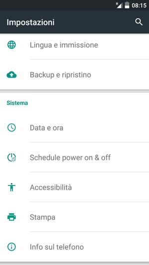 Scorri e seleziona Info sul telefono