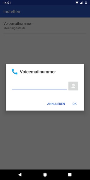 Voer het Voicemailnummer in en selecteer OK