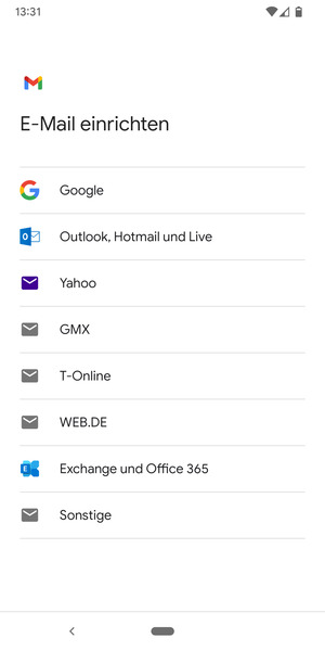 Wählen Sie Google