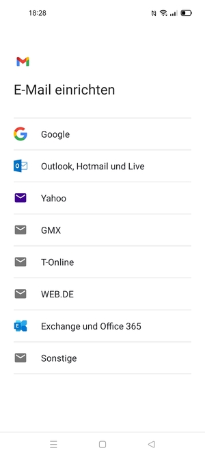 Wählen Sie Google