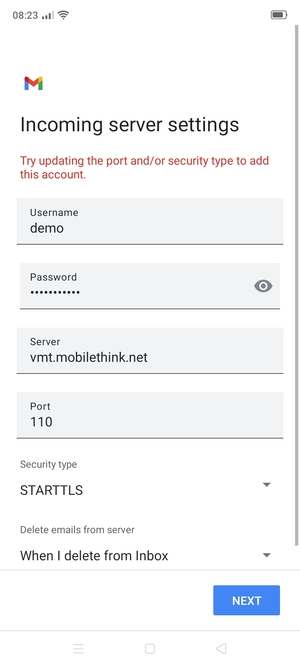 Select Security type