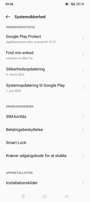 Vælg Systemsikkerhed