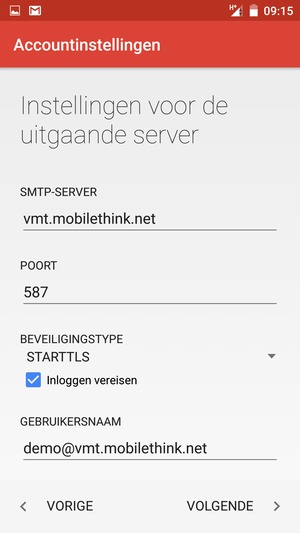 Voer Uitgaand serveradres in