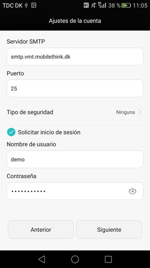 Introduzca la dirección de servidor saliente