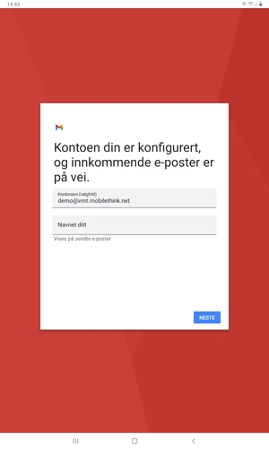 Gi kontoen din et navn, og skriv inn navnet ditt. Velg NESTE