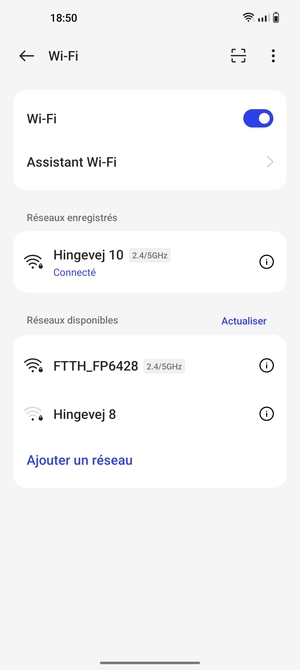 Vous êtes maintenant connecté au réseau Wi-Fi