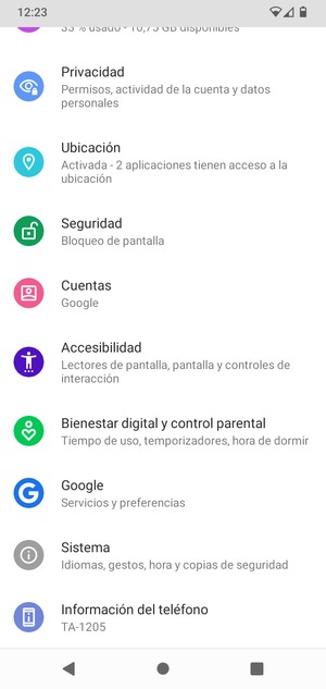 Desplácese y seleccione Sistema