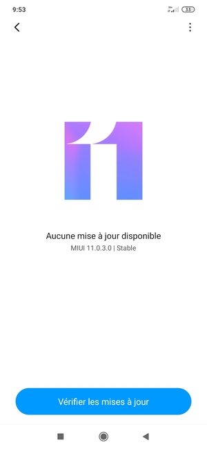 Si votre téléphone est à jour, vous verrez l'écran suivant