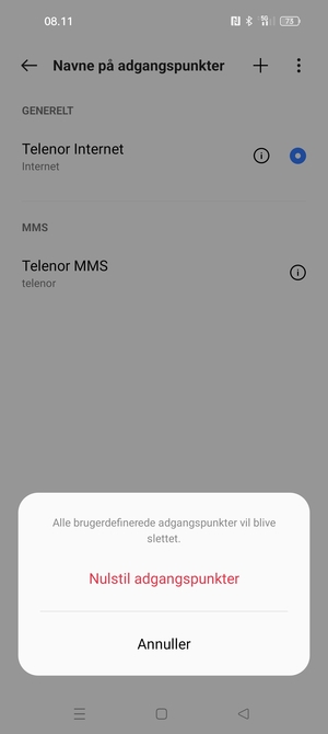 Vælg Nulstil adgangspunkter