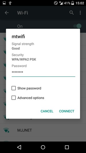 Enter the Wi-Fi Password and select CONNECT