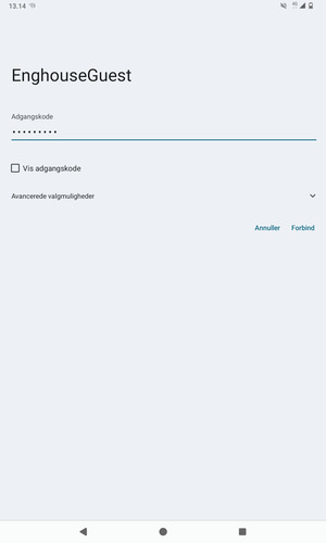 Indtast Wi-Fi adgangskoden og vælg Forbind