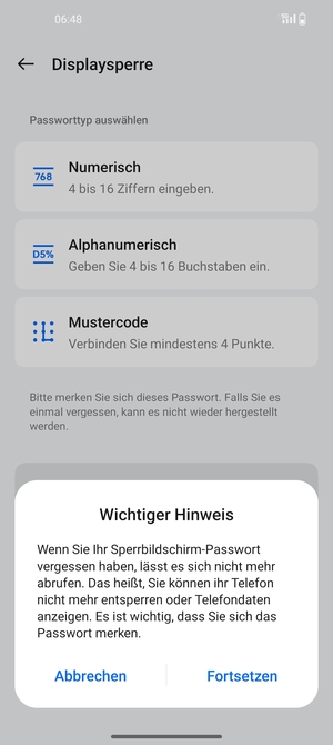 Wählen Sie Fortsetzen