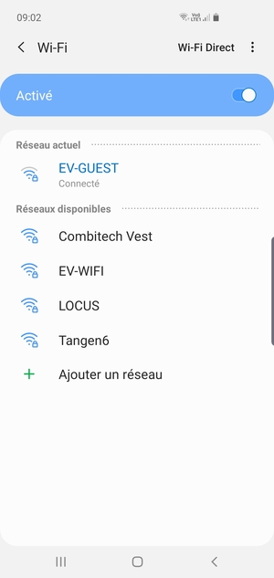 Vous êtes maintenant connecté au réseau Wi-Fi