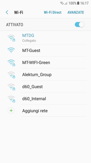 Ora sei connesso alla rete Wi-Fi