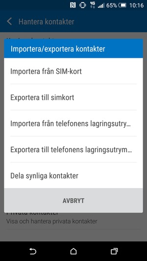 Välj Importera från SIM-kort