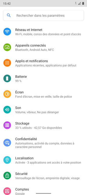 Sélectionnez Réseau et Internet