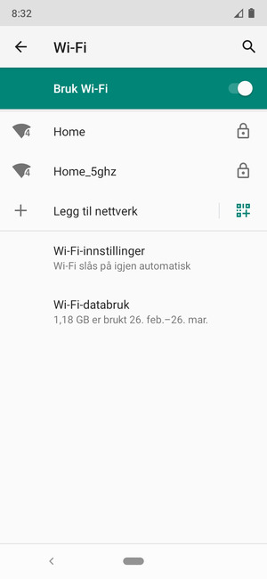 Velg det trådløse nettverket du vil koble til