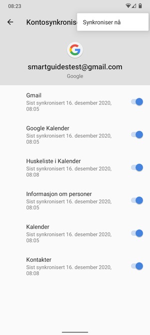 Velg Synkroniser nå