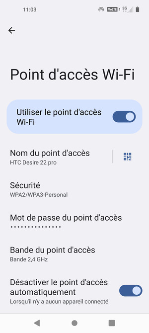 Votre téléphone est maintenant configuré pour être utilisé comme modem