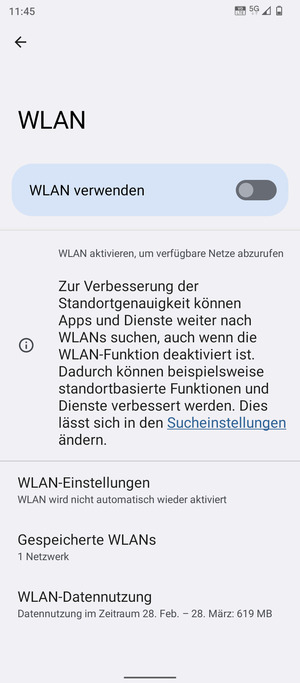Schalten Sie WLAN verwenden ein
