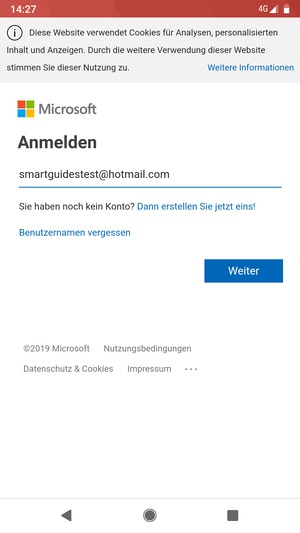 Geben Sie Ihre E-Mail-Adresse ein und wählen Sie Weiter