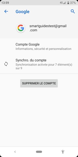 Sélectionnez Synchro. du compte