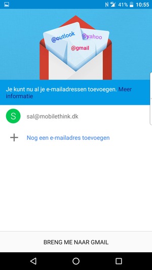 Selecteer BRENG ME NAAR GMAIL