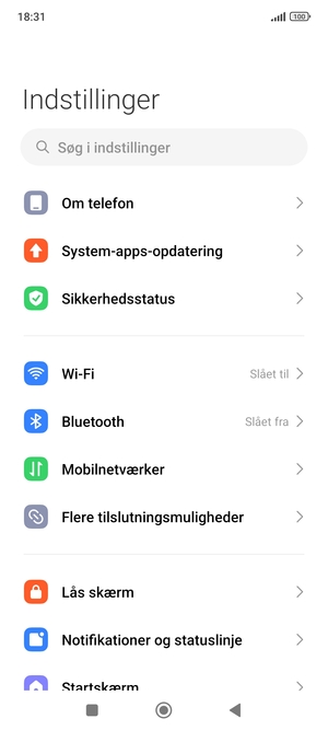 Vælg Sikkerhedsstatus