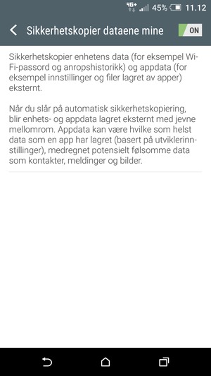 Velg tilbake-knappen