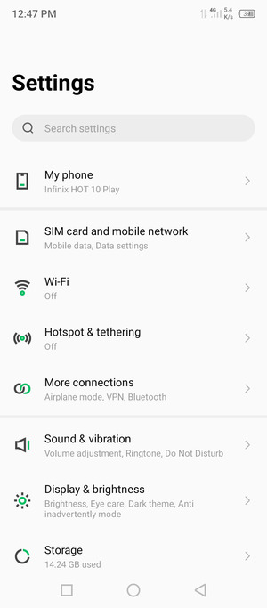 Select SIM card and mobile network
