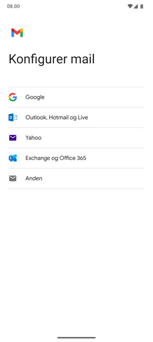Vælg Exchange og Office 365