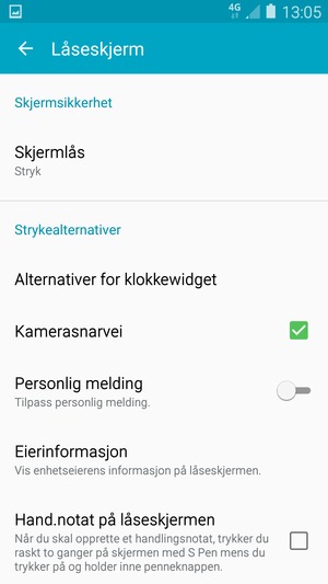 Velg Skjermlås
