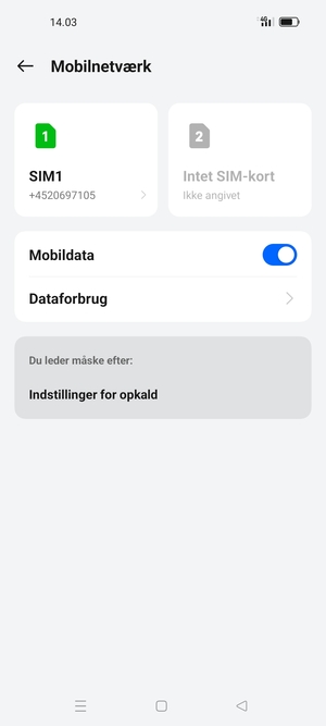 Vælg SIM1 eller SIM2