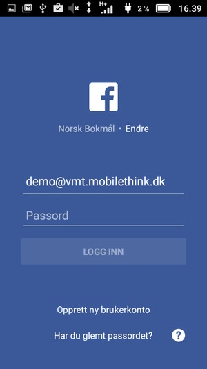 Applikasjonen er klar til bruk