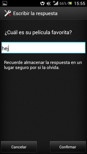 Introduzca la respuesta y seleccione Confirmar