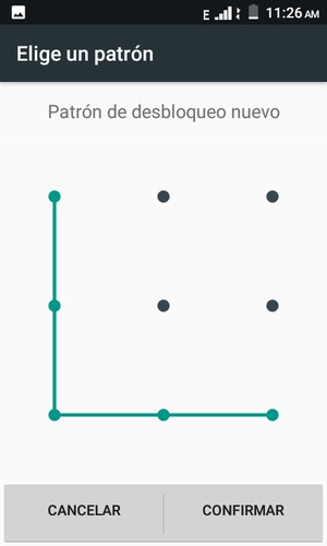 Dibuje de nuevo el patrón de desbloqueo y seleccione CONFIRMAR