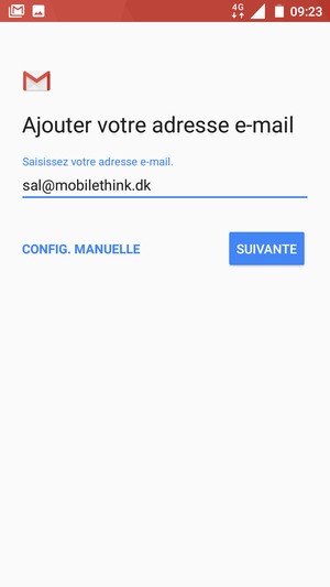 Saisissez votre adresse e-mail et sélectionnez SUIVANTE