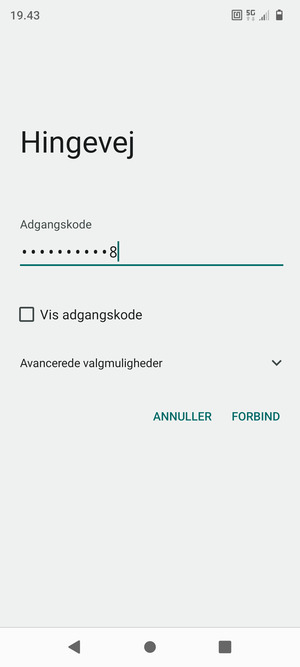 Indtast Wi-Fi adgangskoden og vælg FORBIND