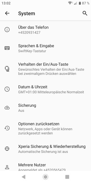 Wählen Sie Sicherung