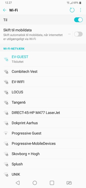 Du er nu tilsluttet Wi-Fi netværket