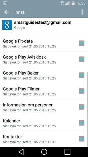 Forsikre deg om at Kontakter er valgt