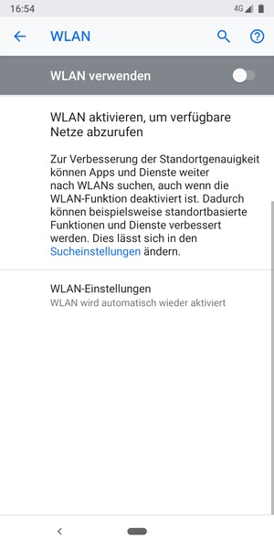 Schalten Sie WLAN verwenden ein