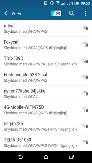 Tryck på det trådlösa nätverket som du vill ansluta till