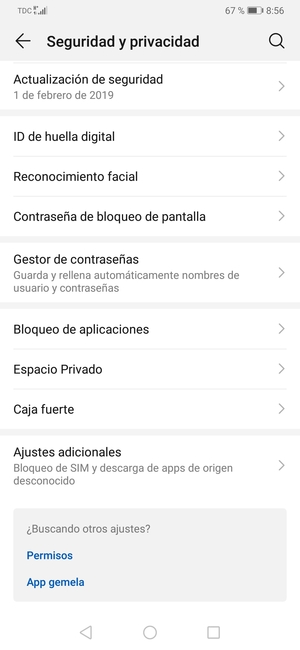 Desplácese y seleccione  Ajustes adicionales